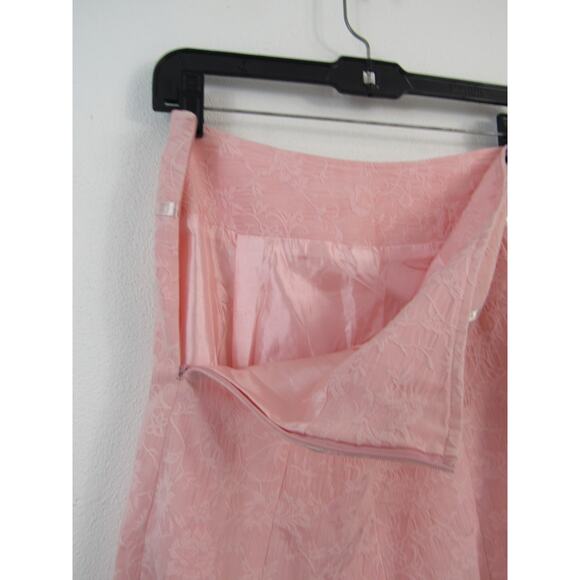 Hardy Amies London USA 4 Jacquard Baby Pink Skirt Ruffles  Vintage VTG - Picture 7 of 8